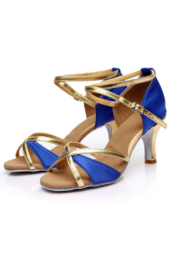 Blue Golden 1920s Pointed Sandal Heels