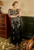 Load image into Gallery viewer, Black Golden Plus Size 1920s Sequins Dress