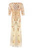 Load image into Gallery viewer, Black Golden Sequins 1920s Dress