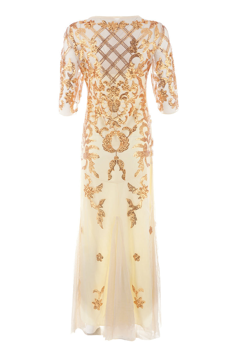 Load image into Gallery viewer, Apricot Sequins 1920s Dress