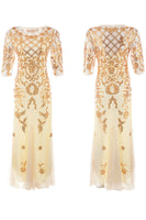 Load image into Gallery viewer, Apricot Sequins 1920s Dress