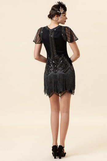 Luxurious Sequined Beaded Fringe 1920s Dress