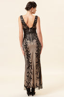 Load image into Gallery viewer, Champagne Sequins Gatsby 1920s Prom Dress