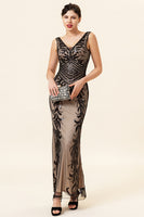 Load image into Gallery viewer, Champagne Sequins Gatsby 1920s Prom Dress