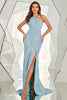 Load image into Gallery viewer, Yellow One Shoulder Sequined Mermaid Formal Dress