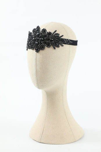 Black Headpiece Drop Earrings Five Pieces 1920s Accessories Set