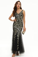 Load image into Gallery viewer, Leaves Sequins Tulle Long Formal Dress