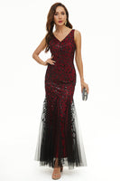 Load image into Gallery viewer, Leaves Sequins Tulle Long Formal Dress