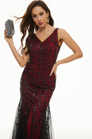 Load image into Gallery viewer, Leaves Sequins Tulle Long Formal Dress