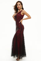 Load image into Gallery viewer, Leaves Sequins Tulle Long Formal Dress