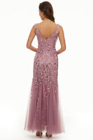 Load image into Gallery viewer, Leaves Sequins Tulle Long Formal Dress