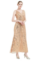 Load image into Gallery viewer, Sequin V-neck Midi 1920s Flapper Dress