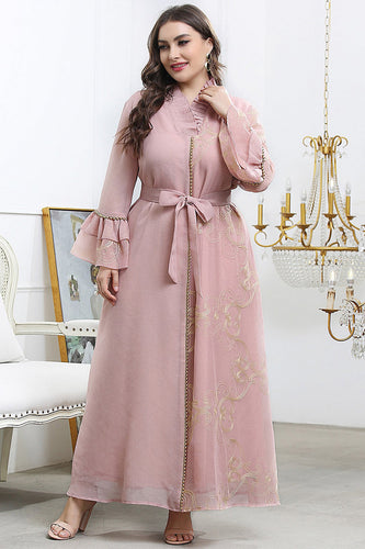 Plus Size Pink Mother of The Bride Dress with Sleeves