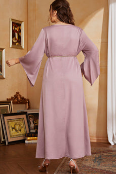 Plus Size Grey Pink Mother of The Bride Dress with Long Sleeves