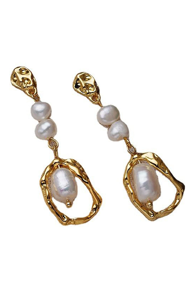 Load image into Gallery viewer, Golden Pearl Irregular Earrings