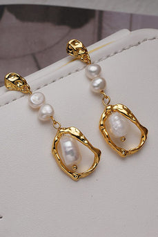 Golden Pearl Irregular Earrings