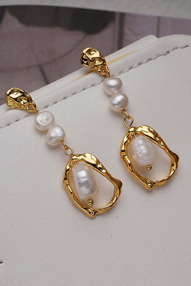 Load image into Gallery viewer, Golden Pearl Irregular Earrings