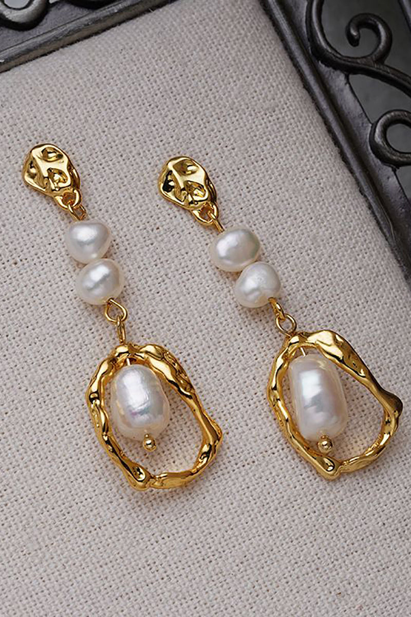 Load image into Gallery viewer, Golden Pearl Irregular Earrings