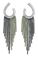 Load image into Gallery viewer, Rhinestones Green Tassel Earrings