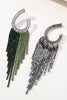 Load image into Gallery viewer, Rhinestones Green Tassel Earrings