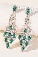 Load image into Gallery viewer, Green Rhinestones Long Earrings