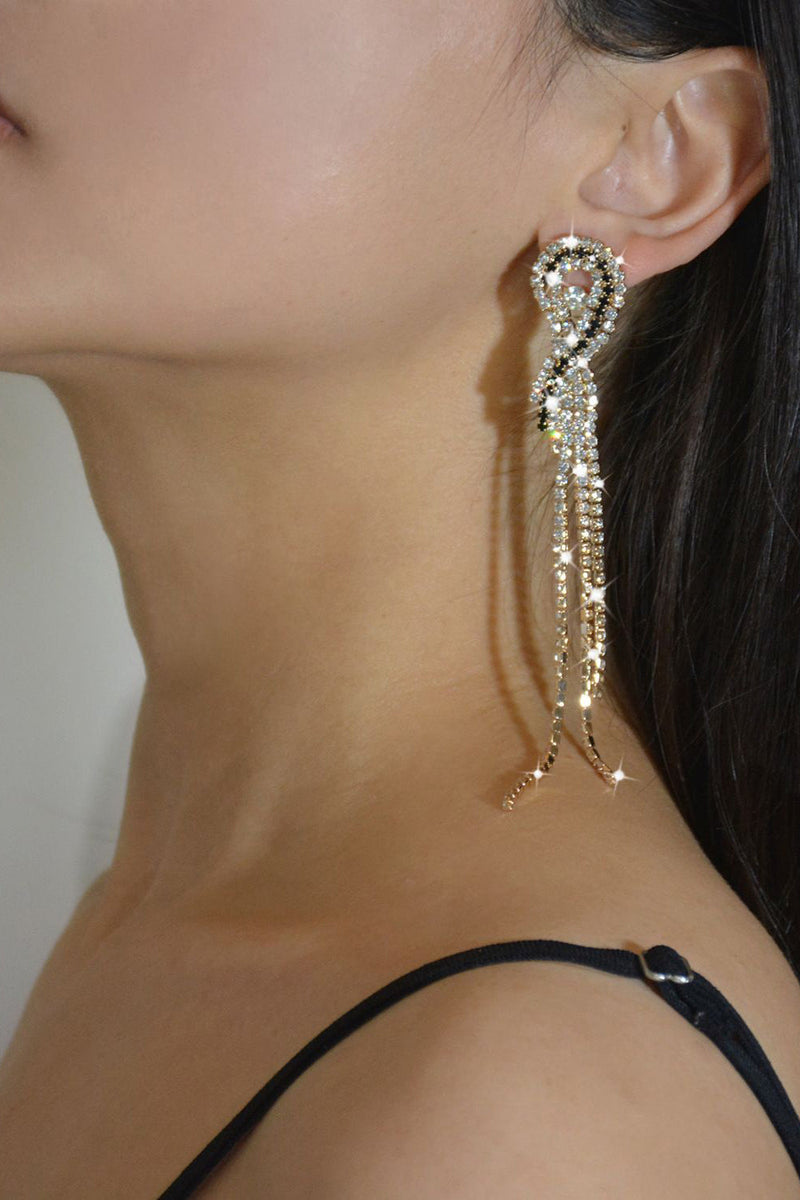 Load image into Gallery viewer, Rhinestones Sparkly Long Tassel Earrings