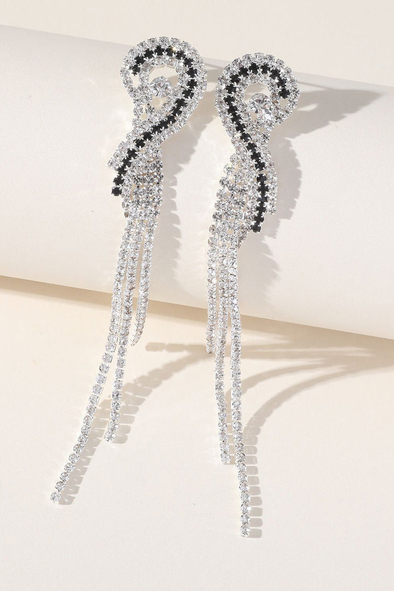 Load image into Gallery viewer, Rhinestones Sparkly Long Tassel Earrings