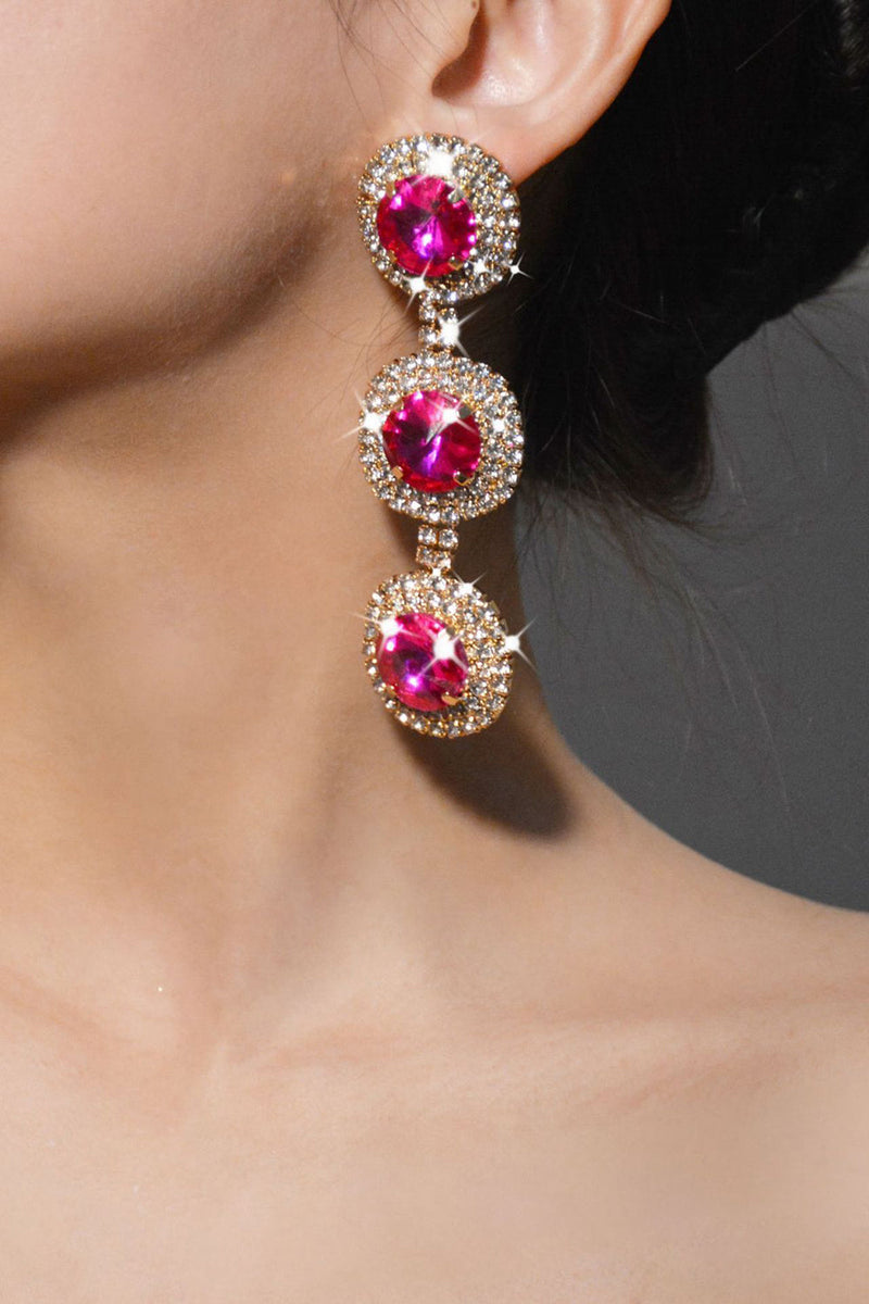 Load image into Gallery viewer, Multi-Layered Round Rhinestones Earrings