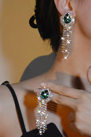 Load image into Gallery viewer, Sparkly Rhinestones Water Drop Tassel Earrings