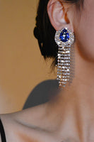 Load image into Gallery viewer, Sparkly Rhinestones Water Drop Tassel Earrings