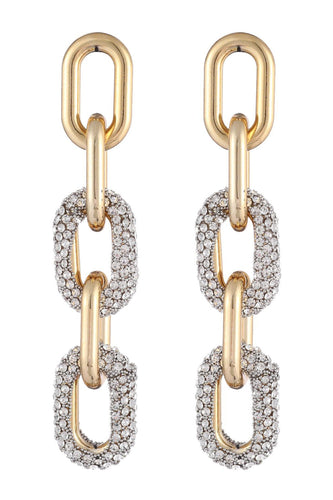 Metallic Chain Rhinestones Earrings