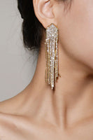 Load image into Gallery viewer, Golden Rhinestones Long Tassel Earrings