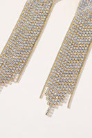 Load image into Gallery viewer, Golden Rhinestones Long Tassel Earrings