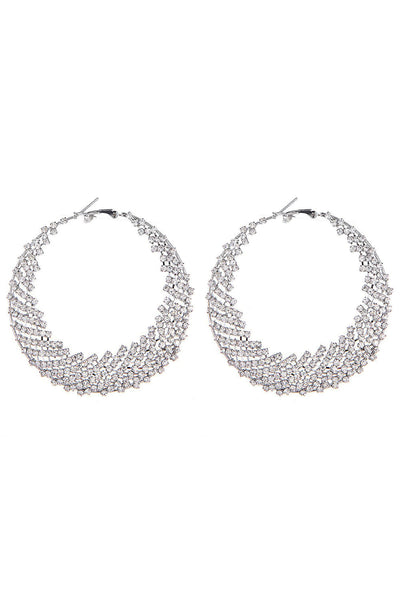 Cut Out Rhinestones Round Geometric Earrings