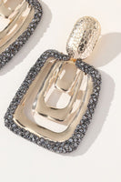 Load image into Gallery viewer, Square Golden Rhinestones Dangle Earrings