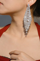 Load image into Gallery viewer, Shiny Silver Long Rhinestones Earrings