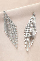 Load image into Gallery viewer, Shiny Silver Long Rhinestones Earrings