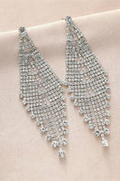 Load image into Gallery viewer, Shiny Silver Long Rhinestones Earrings