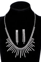 Load image into Gallery viewer, Silver Rhinestone Drop Bridal Earrings Necklace Set