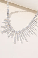 Load image into Gallery viewer, Silver Rhinestone Drop Bridal Earrings Necklace Set