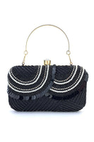 Load image into Gallery viewer, Black Beaded MIni Party Handbag with Sequins