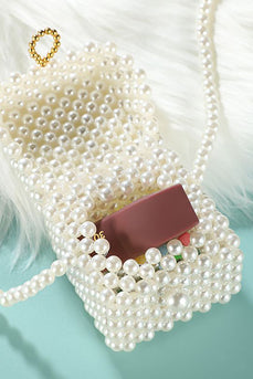 Beaded White Evening Party Hangbag