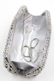 Luxury Rhinestone Party Handbag With Detachable Chain