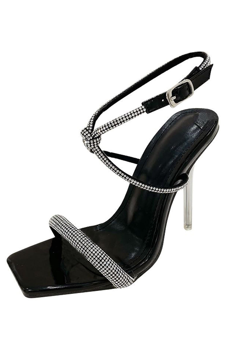 Load image into Gallery viewer, Square Toe Stiletto Black High Heels