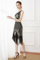 Load image into Gallery viewer, Fringes Glitter Flapper Dress with Sleeveless
