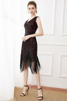 Load image into Gallery viewer, Fringes Glitter Flapper Dress with Sleeveless