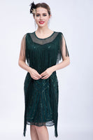 Load image into Gallery viewer, Black Glitter Sequins Flapper Dress with Fringes