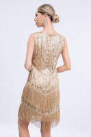 Load image into Gallery viewer, Black Sequins Gatsby Fringed Flapper Dress