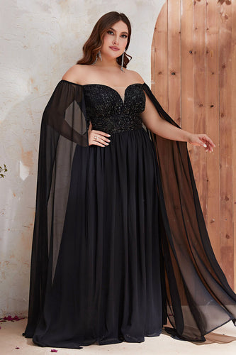 Plus Size Strapless Black Long Formal Dress