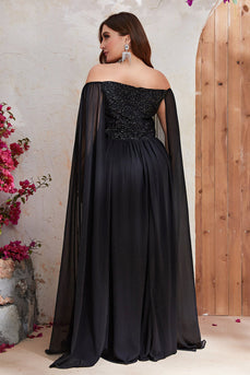 Plus Size Strapless Black Long Formal Dress